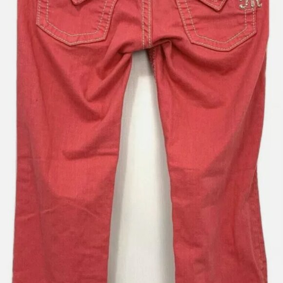 Miss Me Womens Pink Sequins Crystal Embellished Pockets Cropped Jeans Sz 29 - Picture 2 of 6